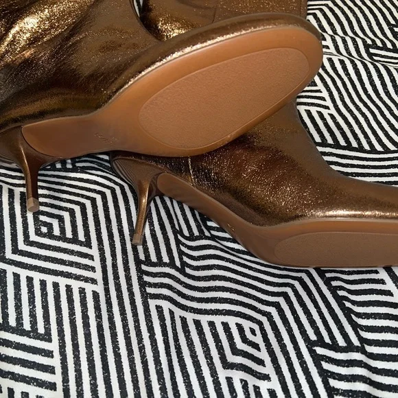 NWT Zara Shimmering Copper Heeled Boots - Picture 6 of 6